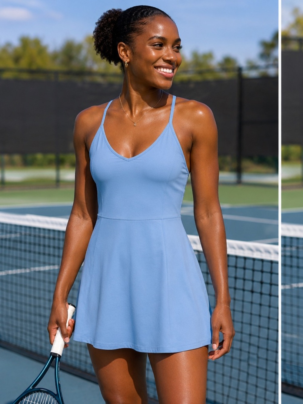 Old Navy Active PowerChill Tennis Dress Large Blue Built-In Shorts